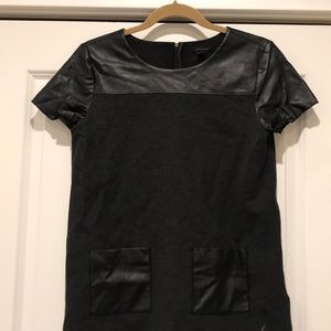 Black tunic top with leather details